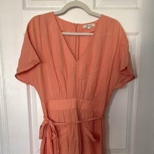 Linen-Blend Dolman-Sleeve Tie-Waist Midi Dress Sweet Tulip Size 6